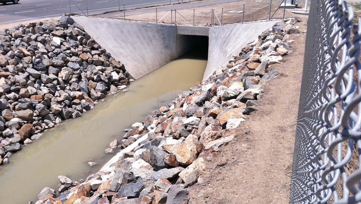 drainage culvert with rip rap